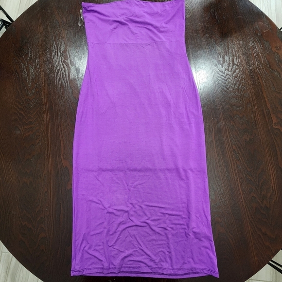 See You Monday Dress Women's L Purple Pencil Strapless Casual Bodycon Stretch - Picture 3 of 6